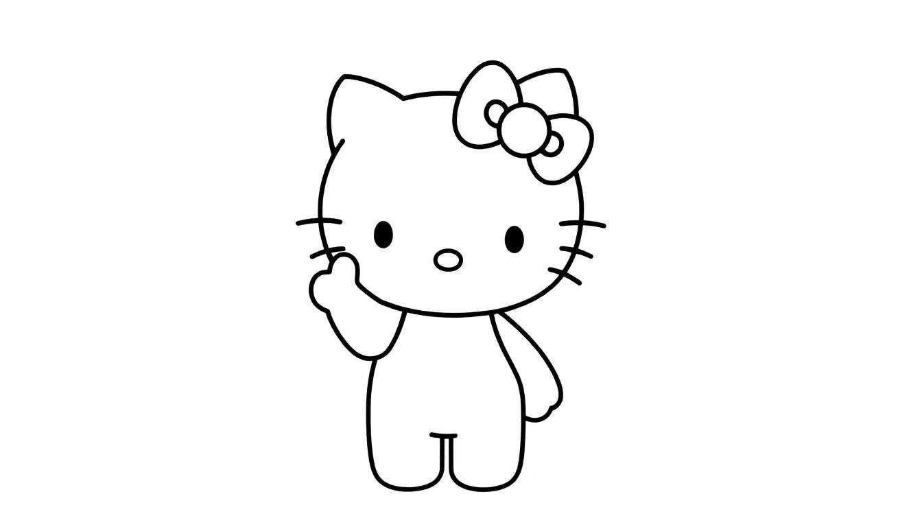 Placa de color de Hello Kitty saludando con la mano.