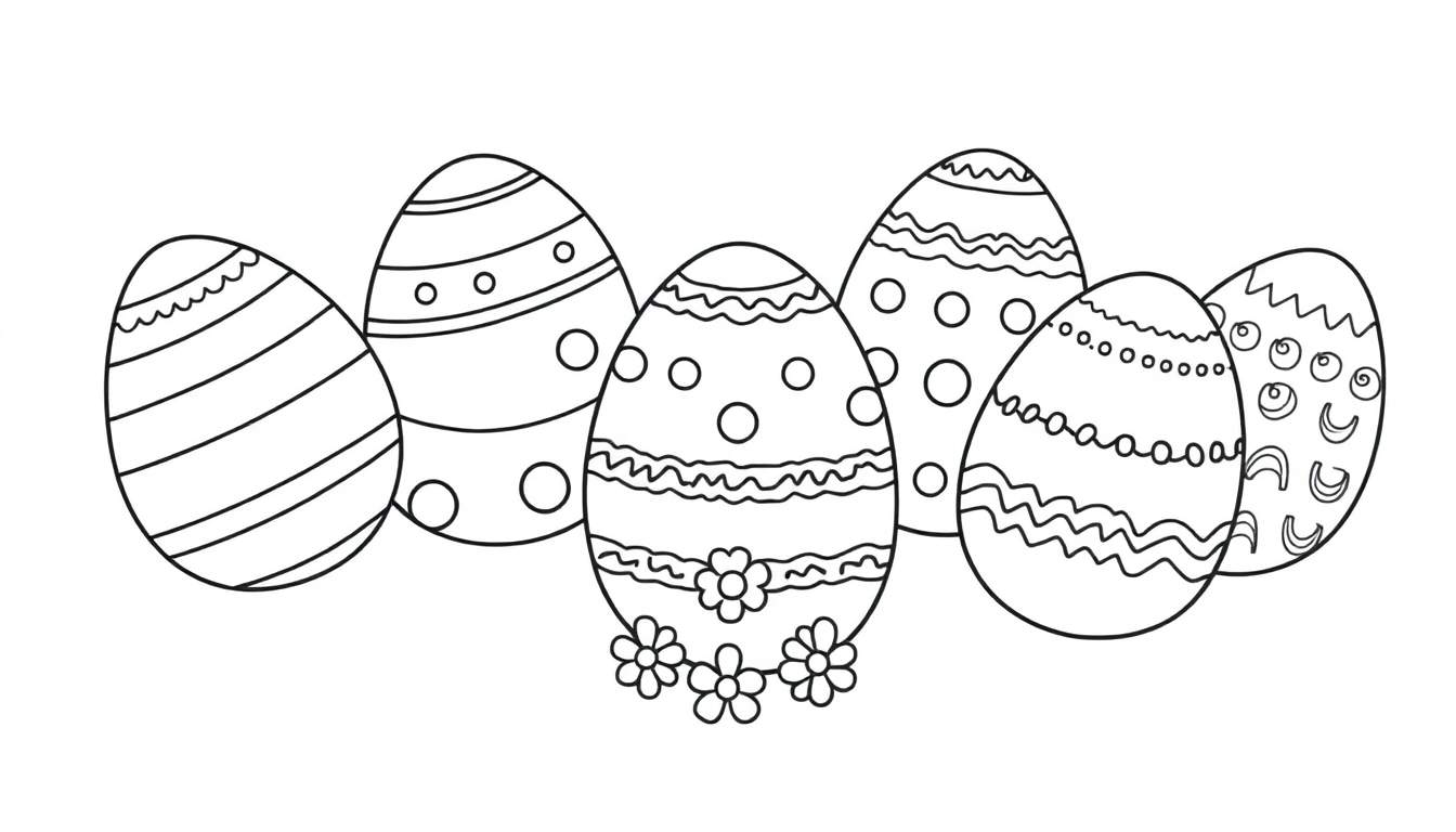 Placa de color de huevos de Pascua decorados para colorear.