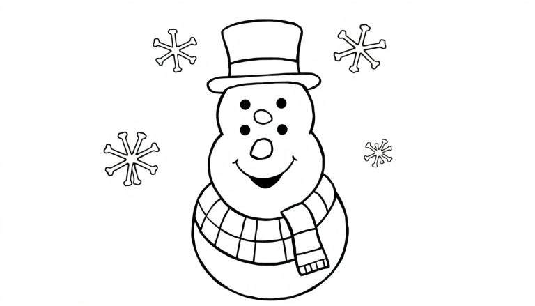Placa de color de un muñeco de nieve feliz.