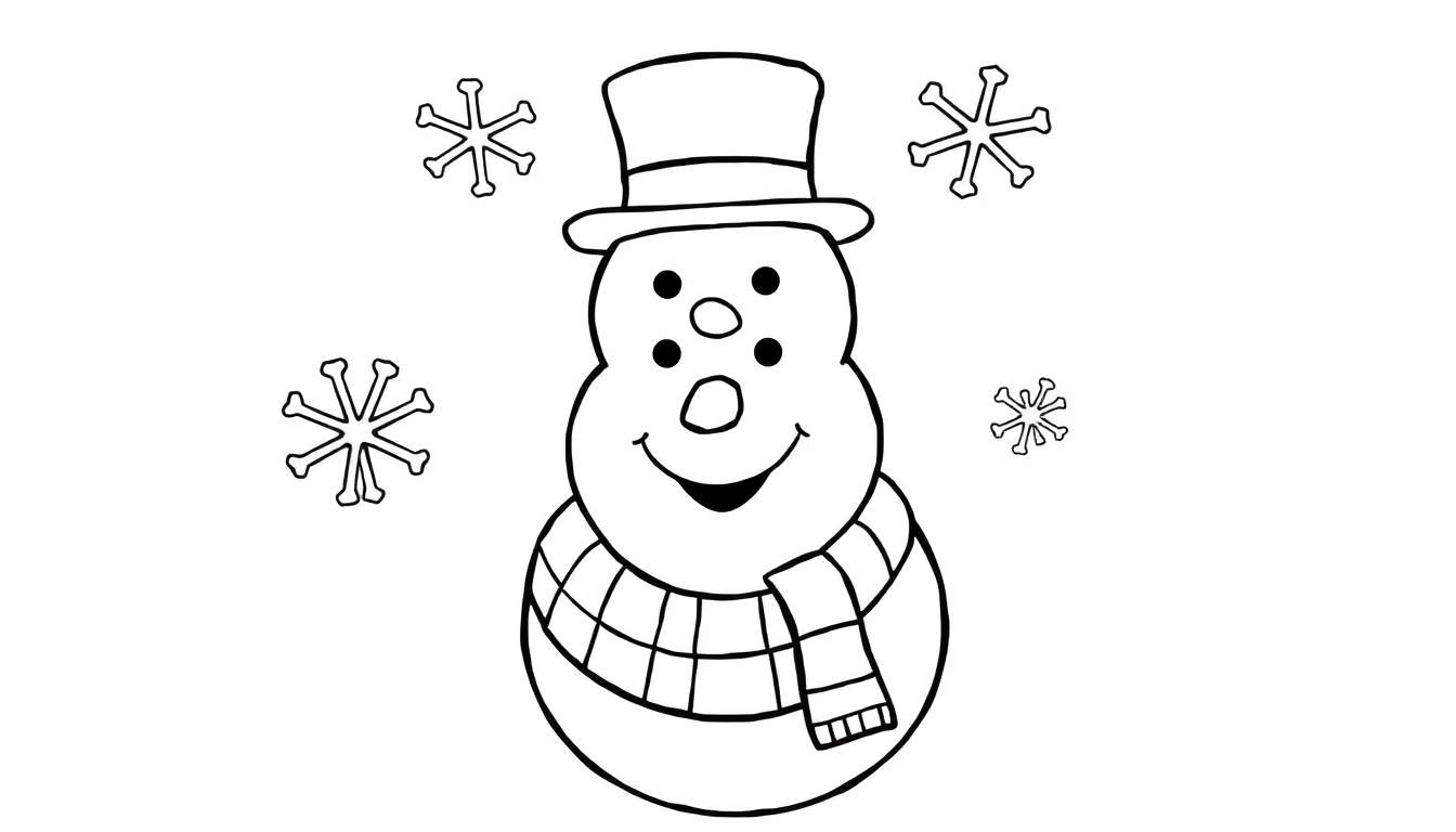Placa de color de un muñeco de nieve feliz.