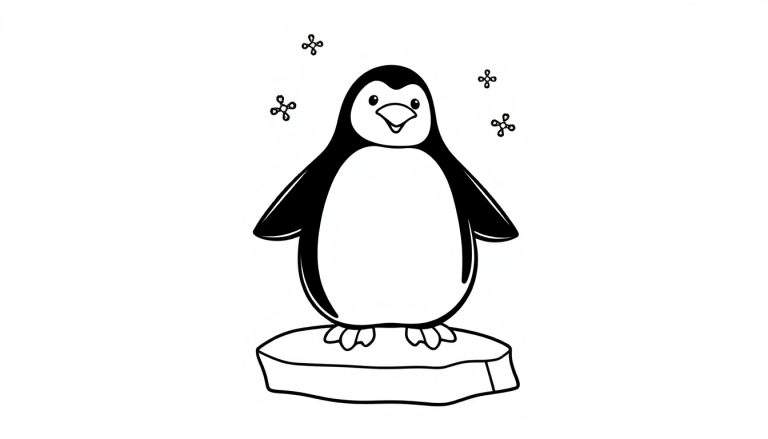 Un pingüino para colorear en una placa de color