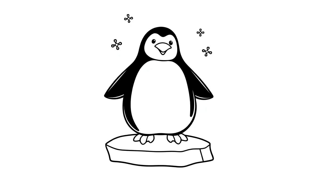 Un pingüino para colorear en una placa de color