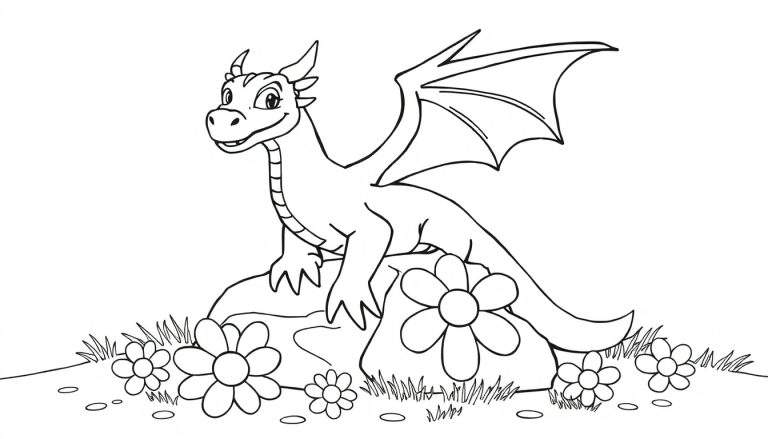 Placa de color de un dragón amigable.