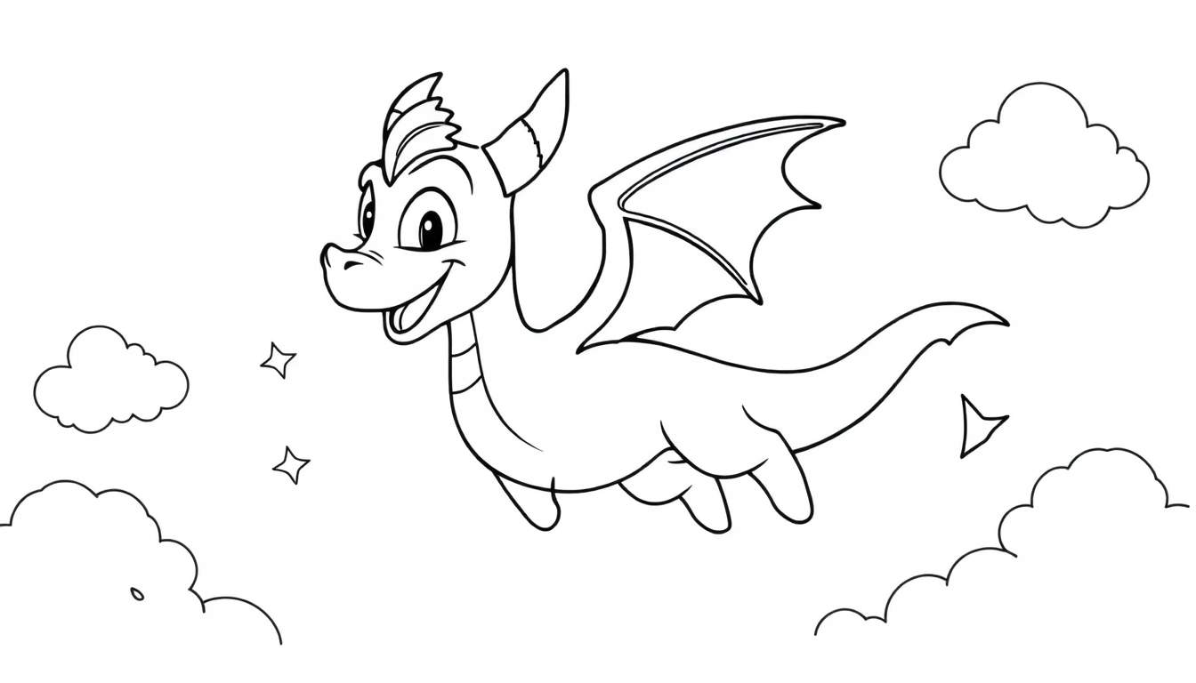 Placa de color de Spyro el dragón volando con una gran sonrisa.