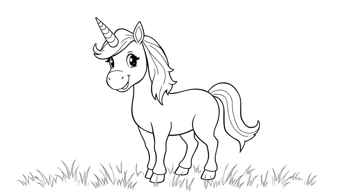 Placa de color de unicornio de dibujos animados alegre.