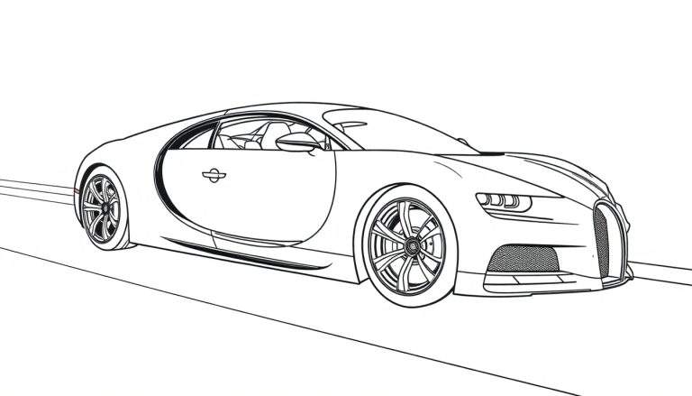 Placa de un coche deportivo Bugatti Chiron para colorear
