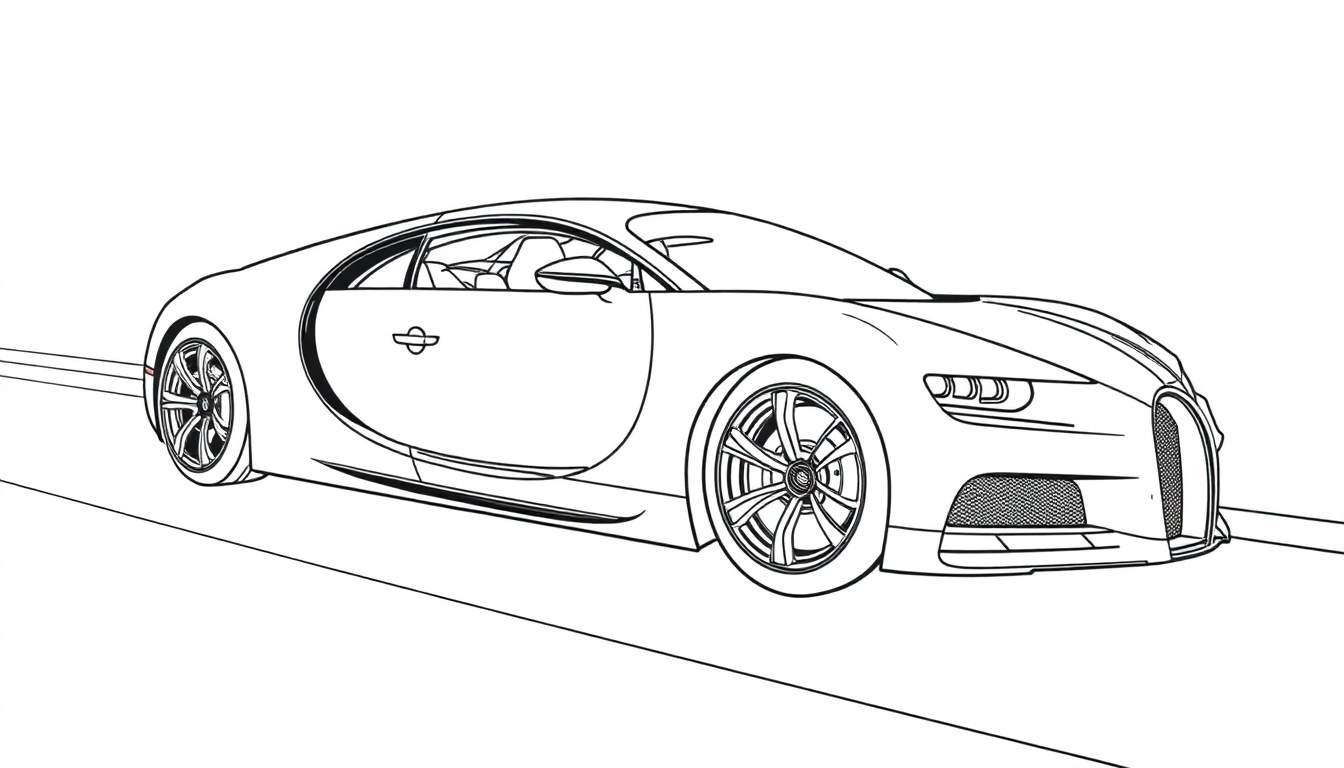 Placa de un coche deportivo Bugatti Chiron para colorear