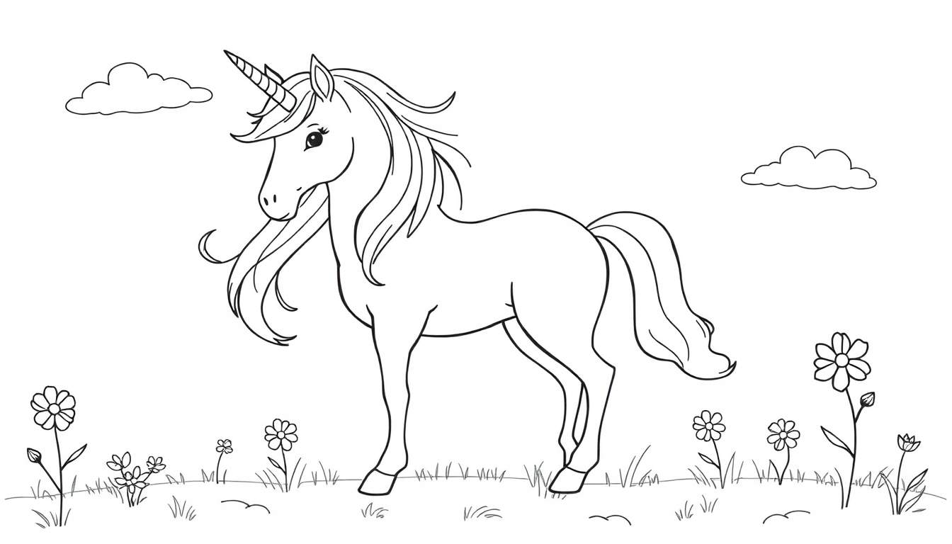 Un unicornio mágico esperando ser coloreado en una placa de color.
