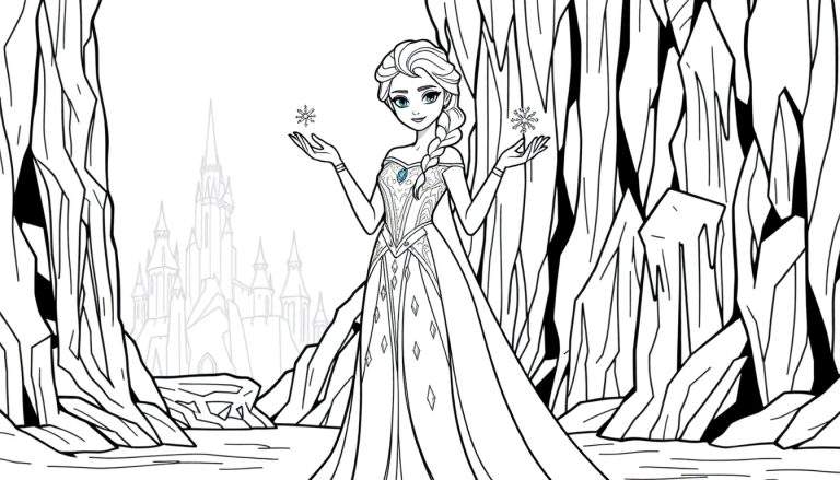 Placa de color de Elsa con copos de nieve.