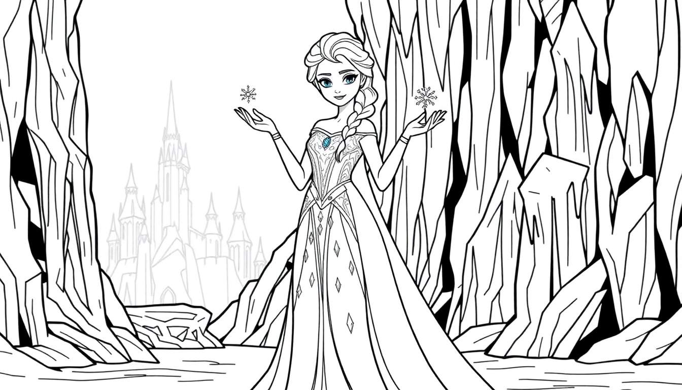 Placa de color de Elsa con copos de nieve.