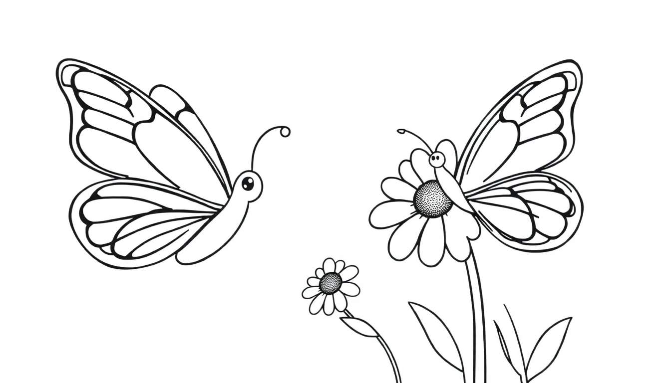 Placa de color de mariposas y flores en estilo de dibujo animado.