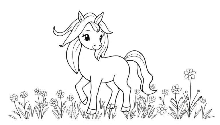 Placa de color de un lindo unicornio con crin de arcoíris.