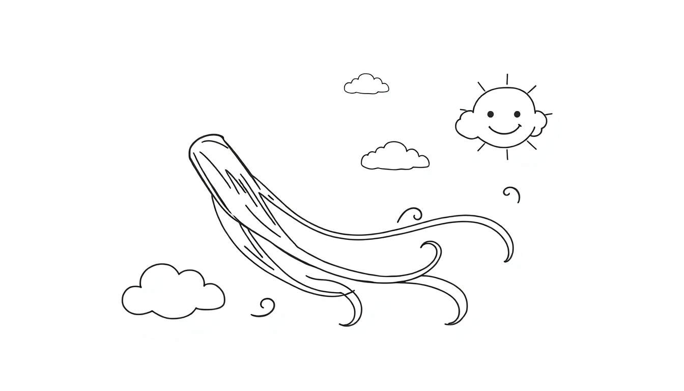 Cabello flotante con un sol sonriente y nubes