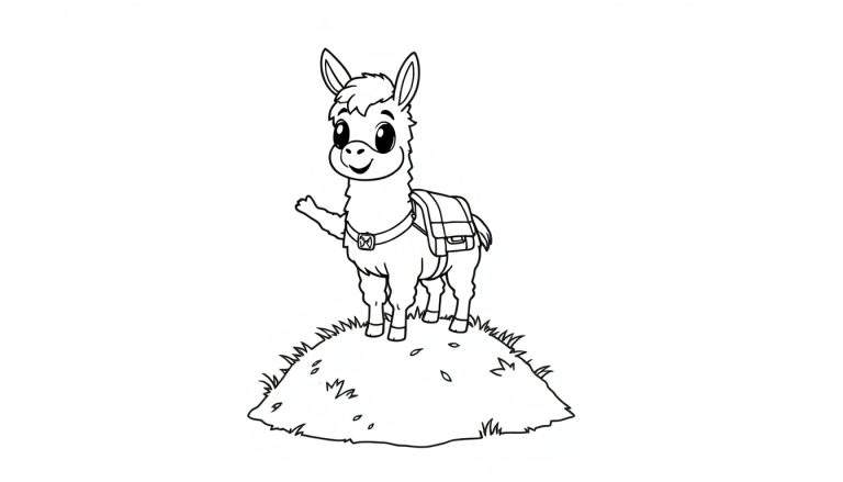 Placa de color: Llama de Fortnite saludando.