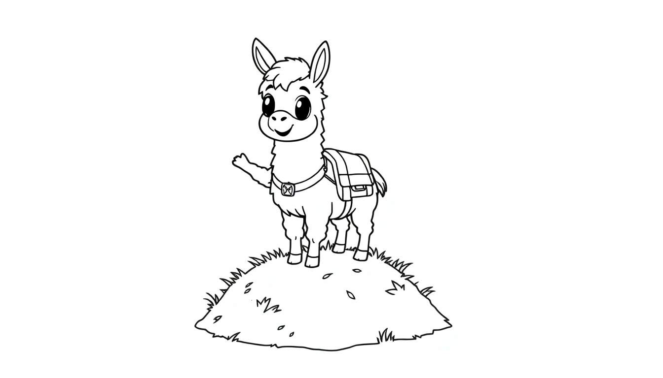 Placa de color: Llama de Fortnite saludando.