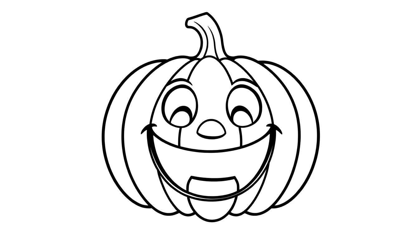 Una placa de color de calabaza sonriente y amigable para colorear.