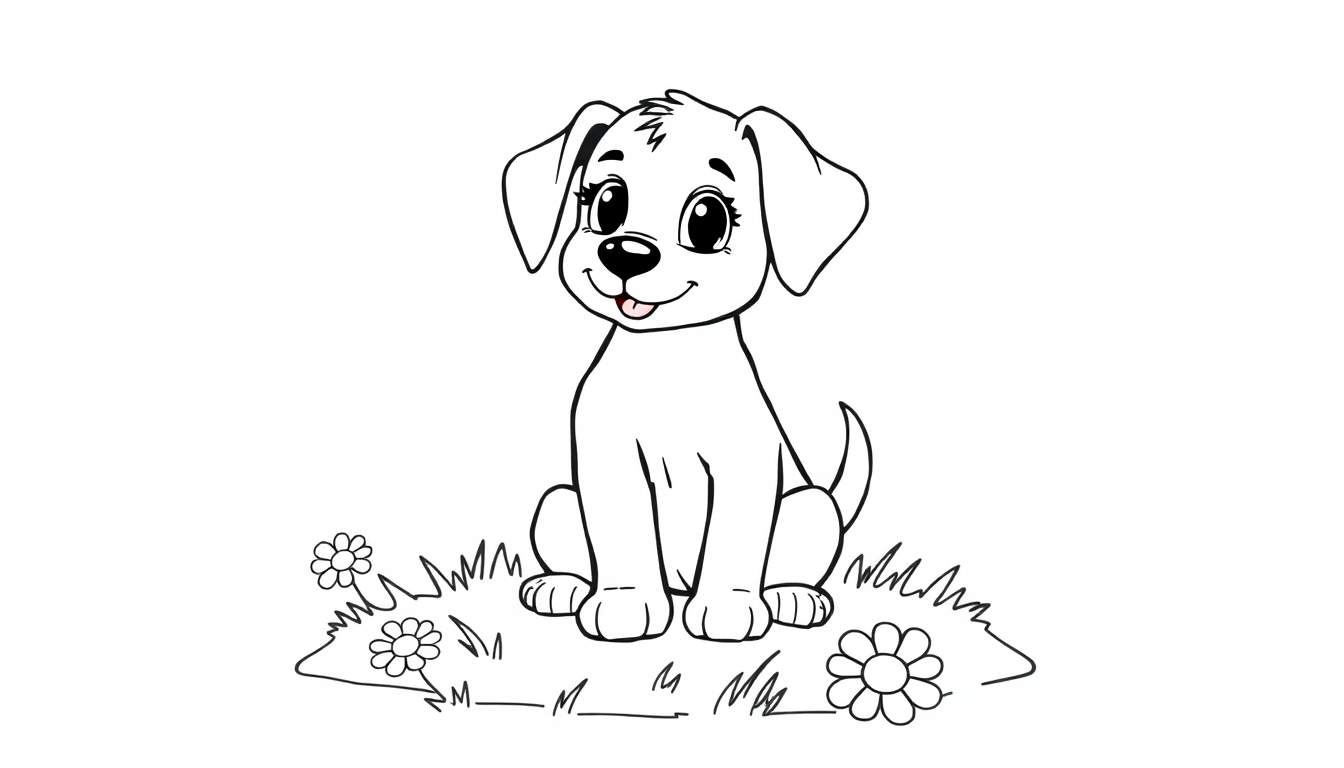 Placa de color de Bentley el perrito adorable listo para colorear.