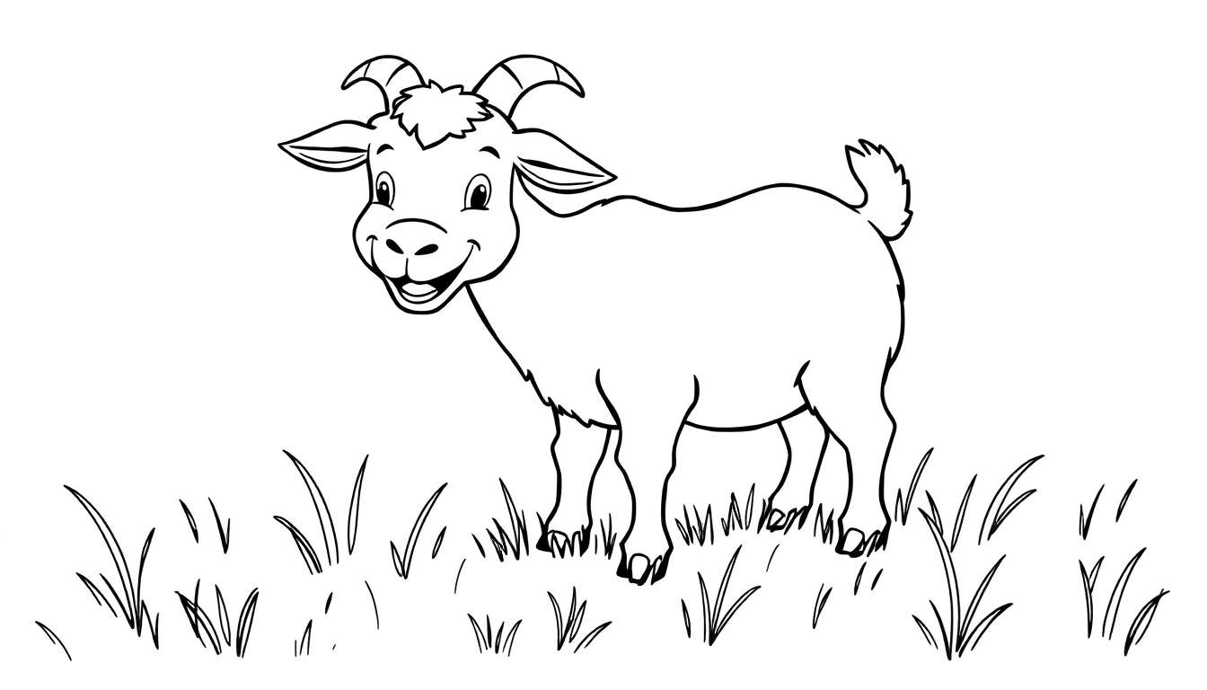 Una cabra de dibujo lineal lista para colorear en una placa de color.