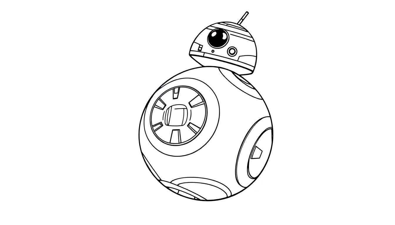 BB-8 sonriente flotando junto a un droide amigo en el espacio.