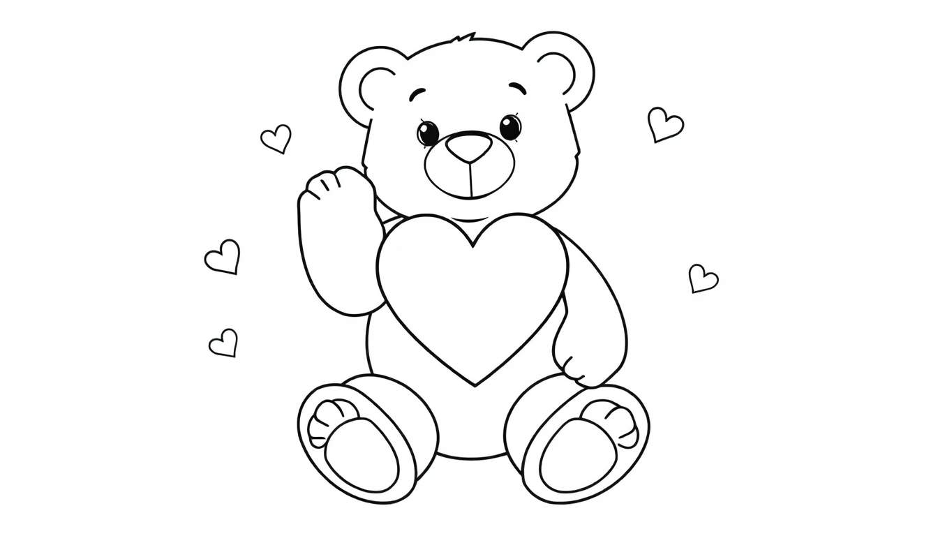 Osito de peluche con placa de color y corazón.