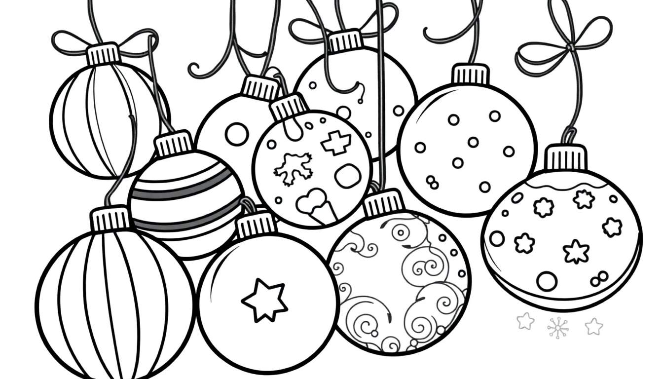 Placa de color con adornos navideños para colorear.