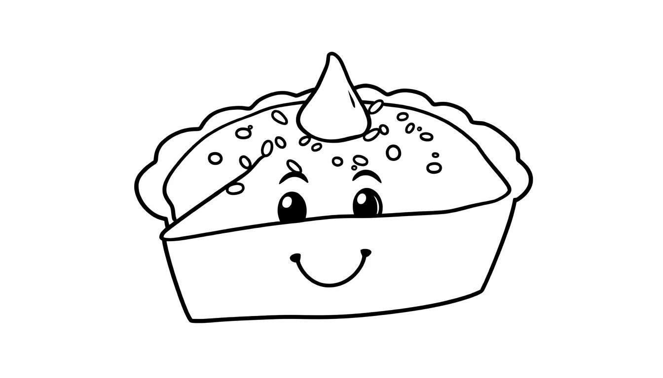 Un pastel de calabaza sonriente para colorear en una placa de color.