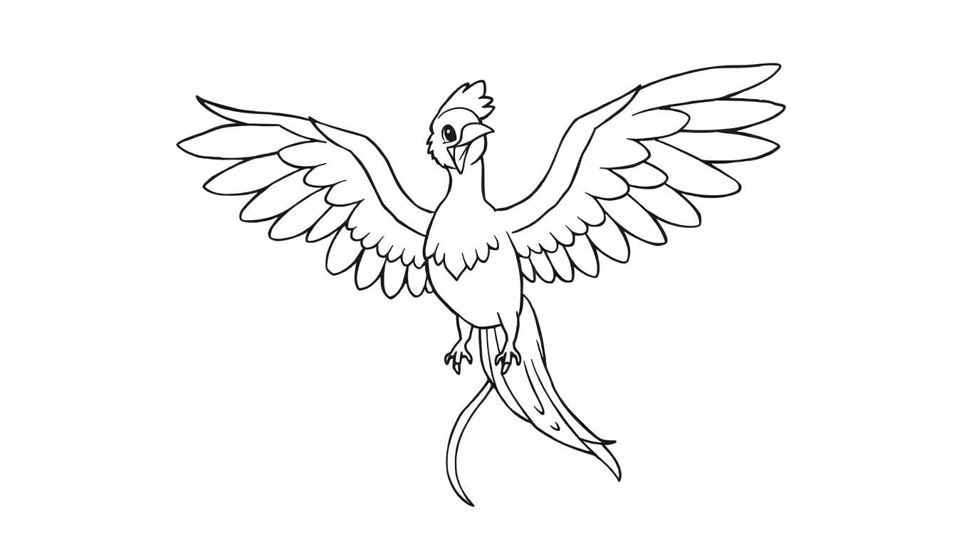Placa de color de un fénix amigable con las alas extendidas.