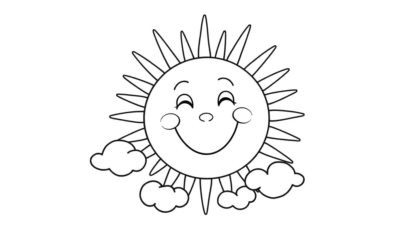 Placa de color de un sol sonriente con rayos amigables.
