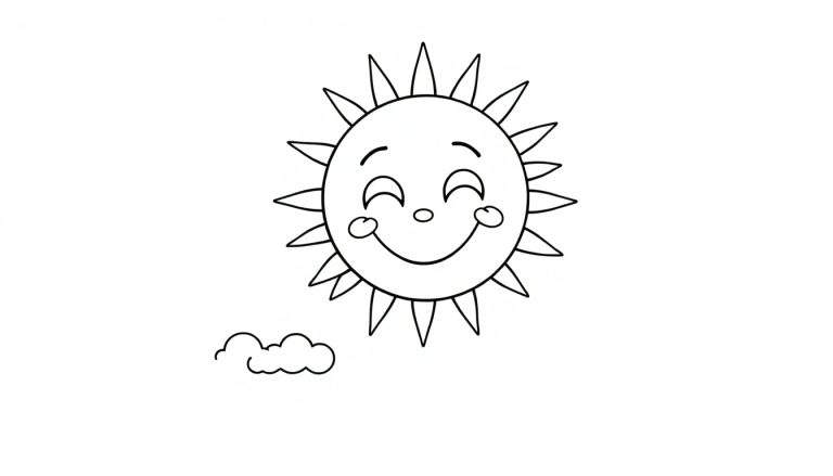 Placa de color del sol sonriente con una nube.