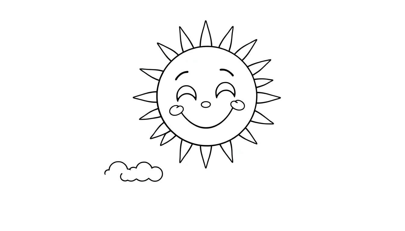 Placa de color del sol sonriente con una nube.