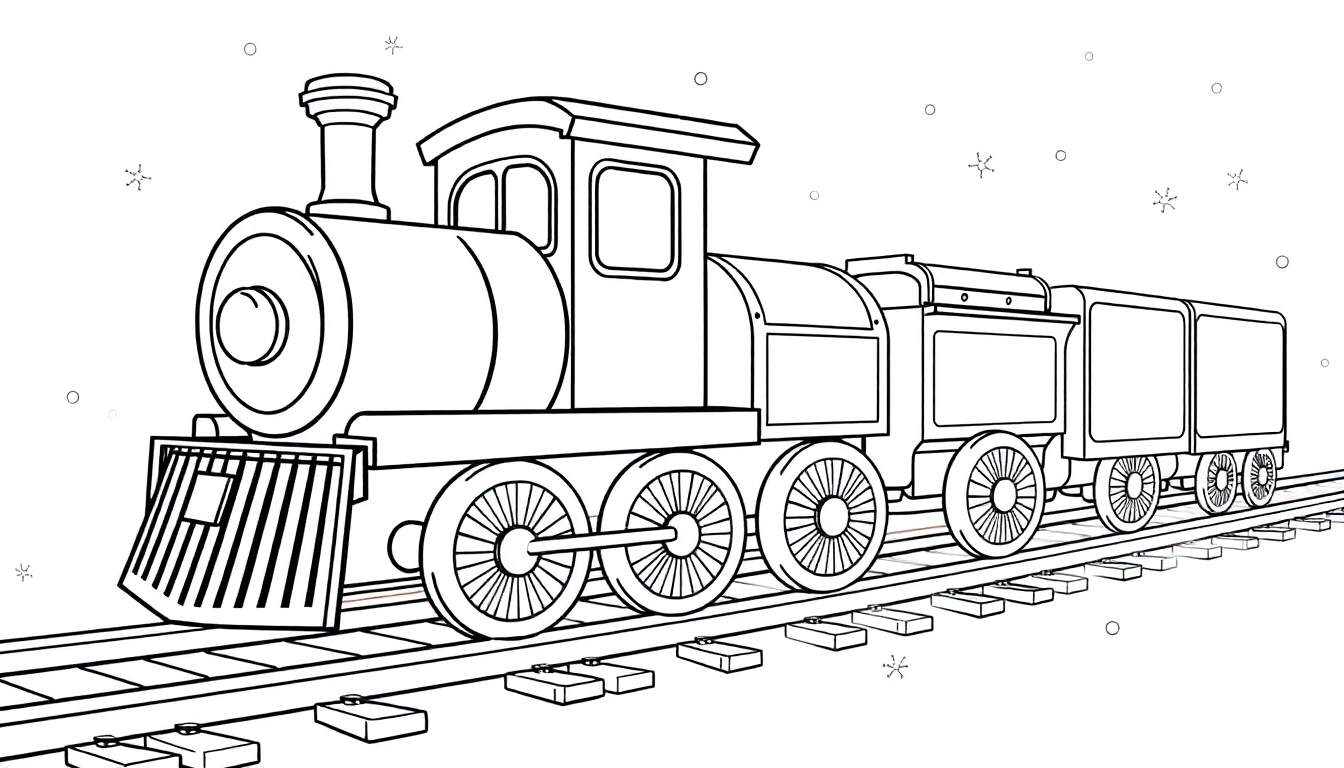 Un tren de vapor a todo color listo para una aventura de invierno.