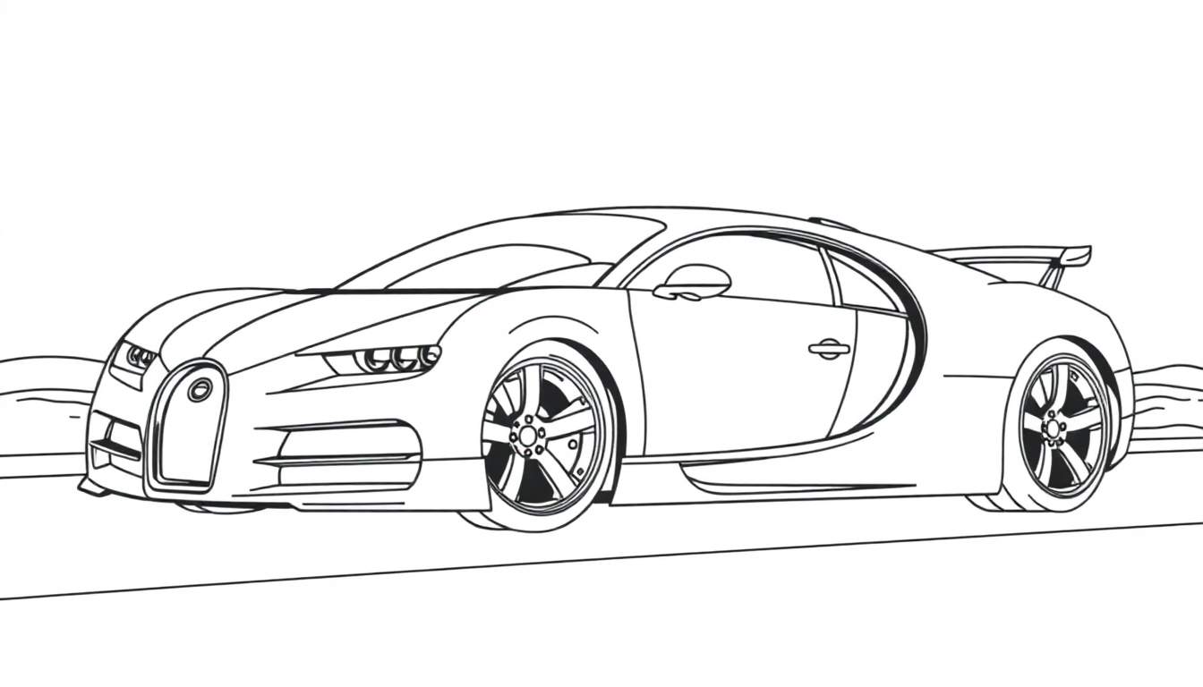 Placa de color de un coche deportivo Bugatti lineal para pintar.