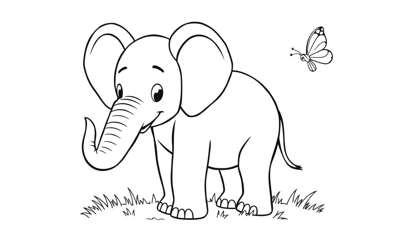 Placa de color de un elefante bebé juguetón.