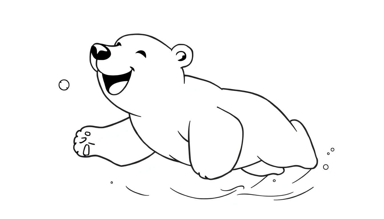 Placa de color de un oso polar de caricatura sonriendo.