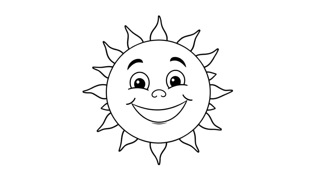 Placa de color de un sol sonriente con rayos.