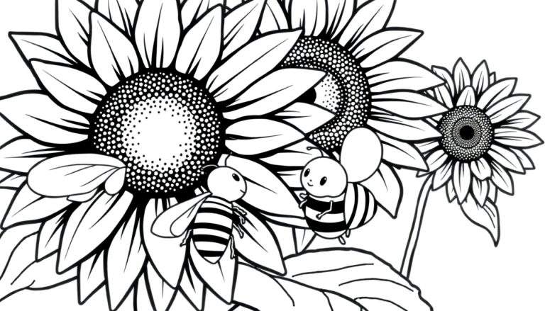 Placa de color de girasoles y abejas.