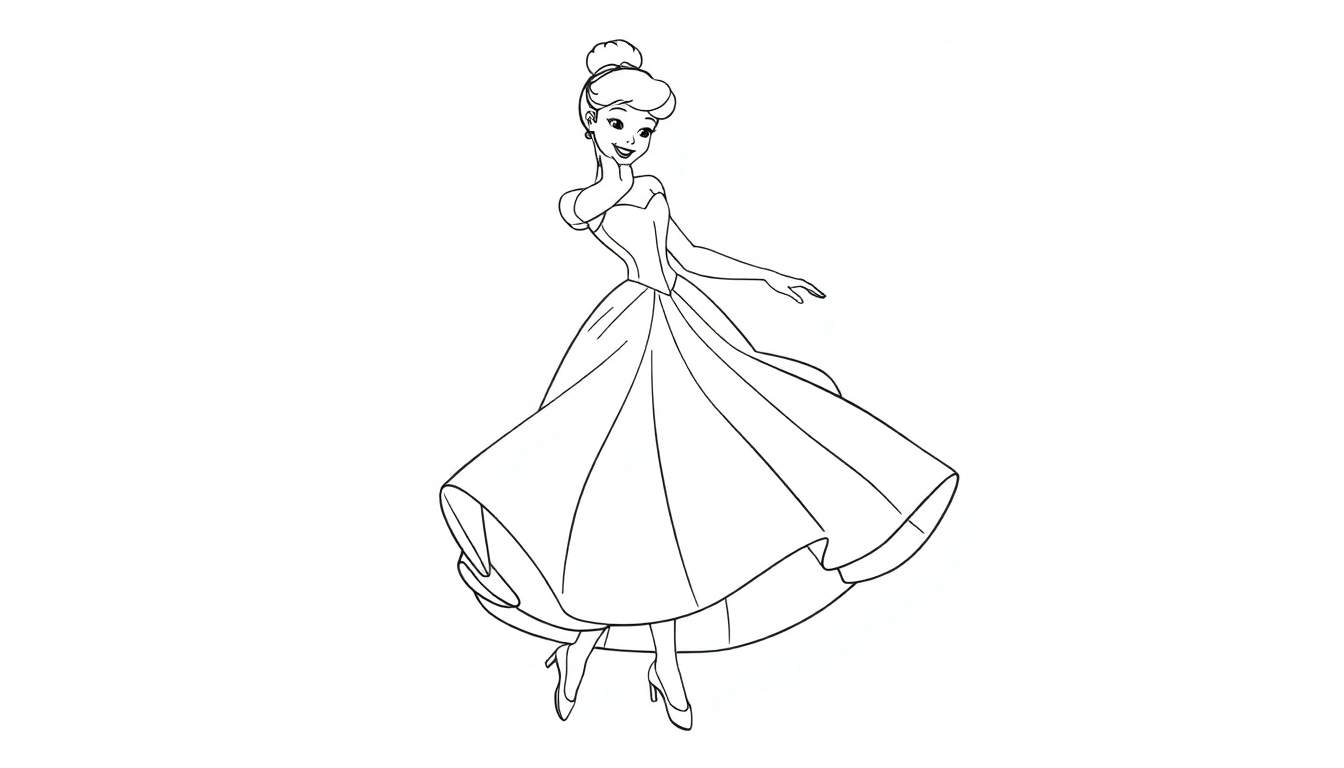 Placa de color de Cenicienta con su vestido de baile.