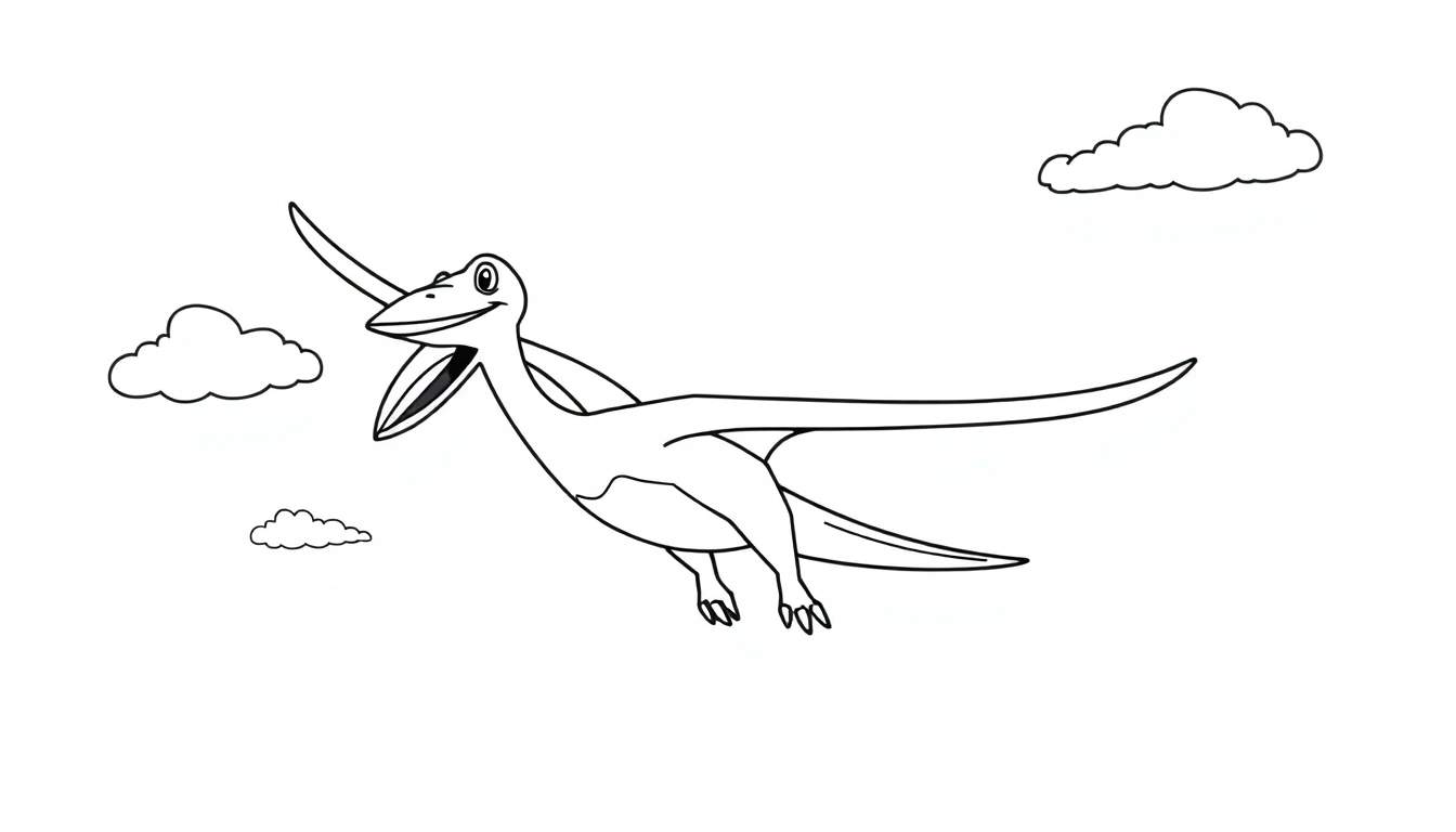 Pterodáctilo de dibujos animados a punto de ser coloreado en una placa de color.