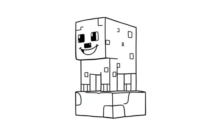 Una placa de color de un personaje de Minecraft como un creeper.