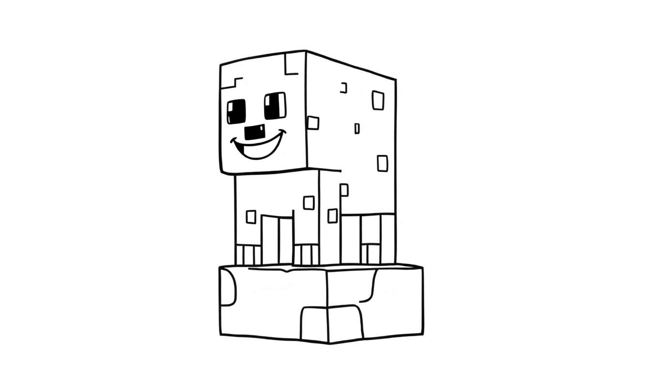 Una placa de color de un personaje de Minecraft como un creeper.