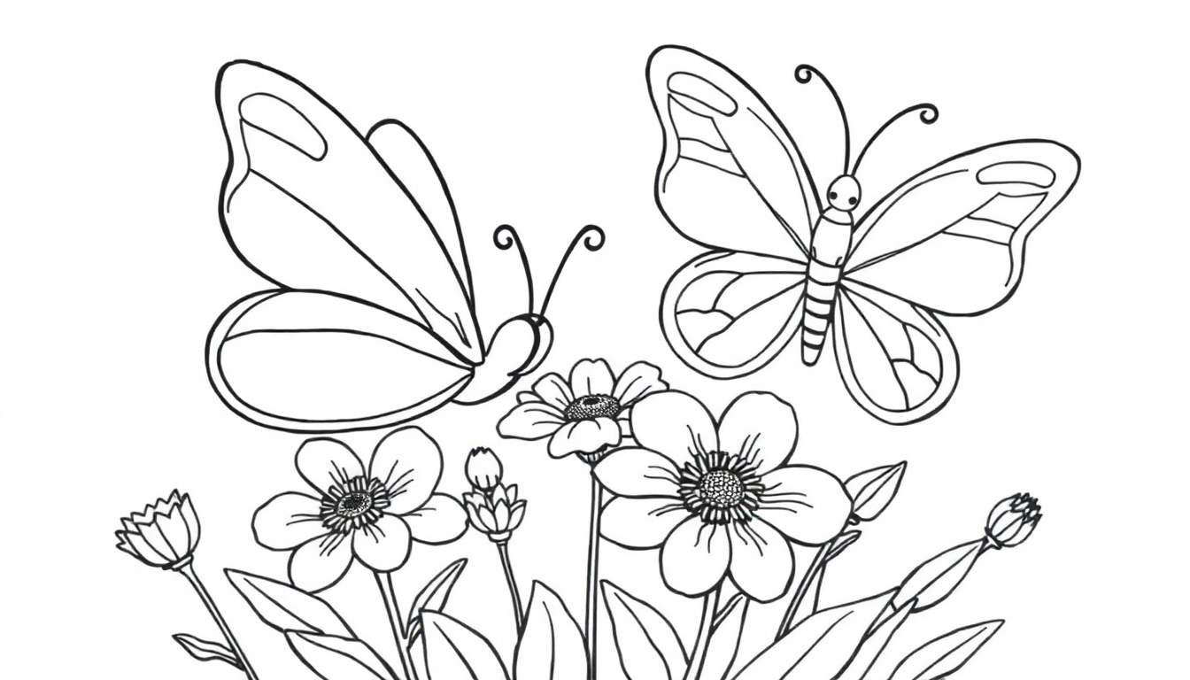 Placa de color con dos mariposas y flores.