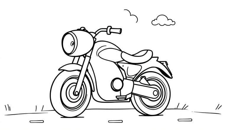 Una motocicleta lista para colorear, con la palabra 'placa de color' escrita en su diseño.