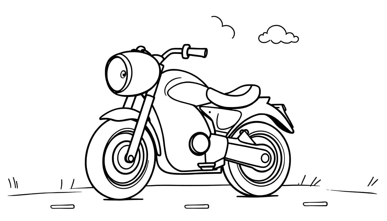 Una motocicleta lista para colorear, con la palabra 'placa de color' escrita en su diseño.