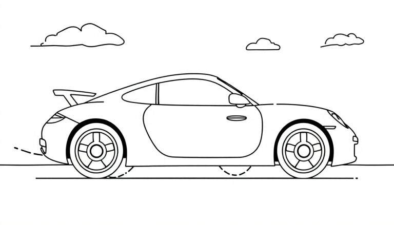 Placa de color de un coche deportivo estilo dibujo animado.