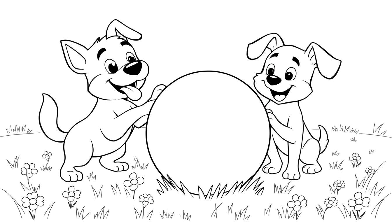 Placa de color de Bluey y Bingo jugando a la pelota.