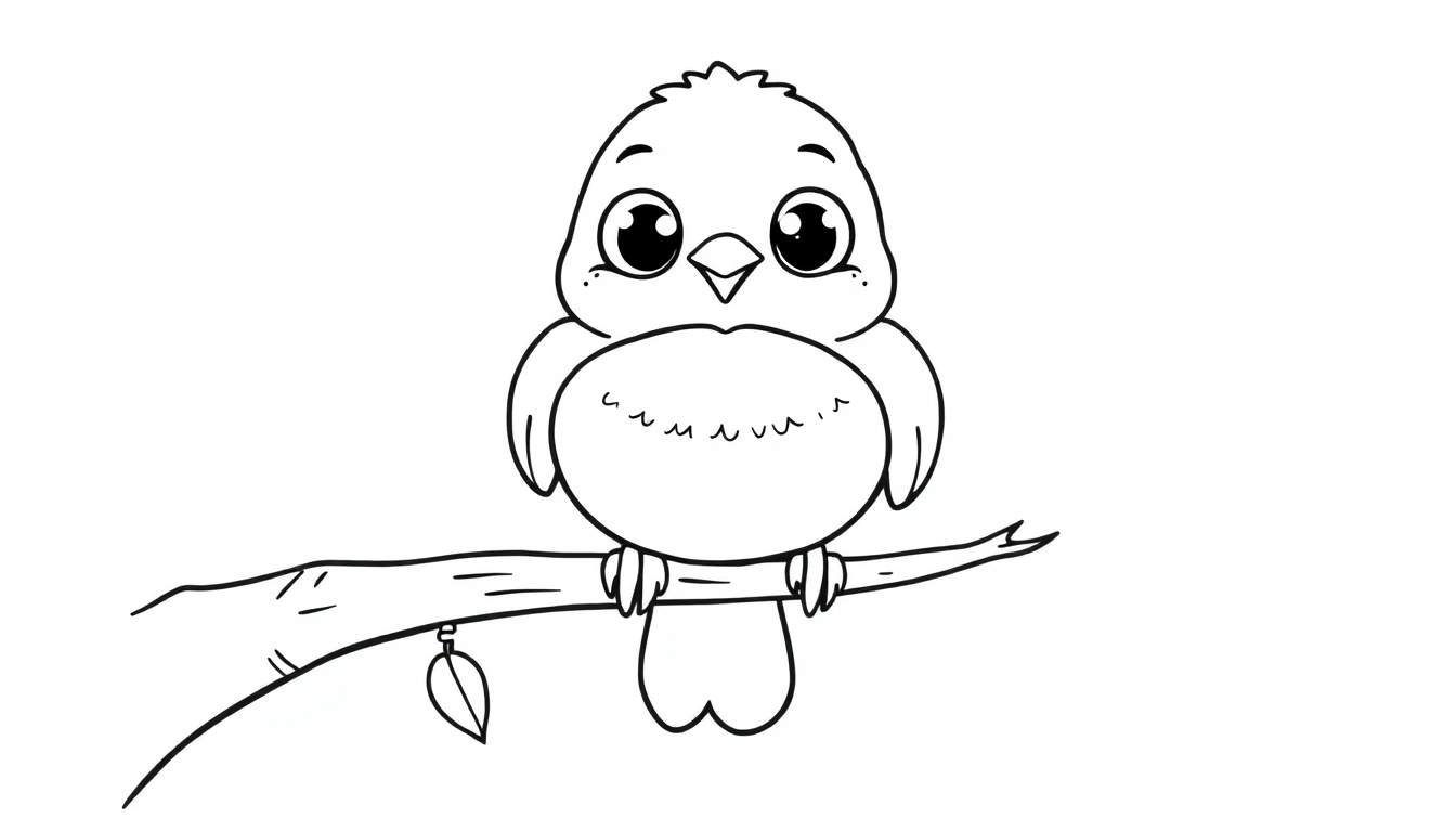Un pajarito lindo en una rama, listo para colorear en la placa de color.