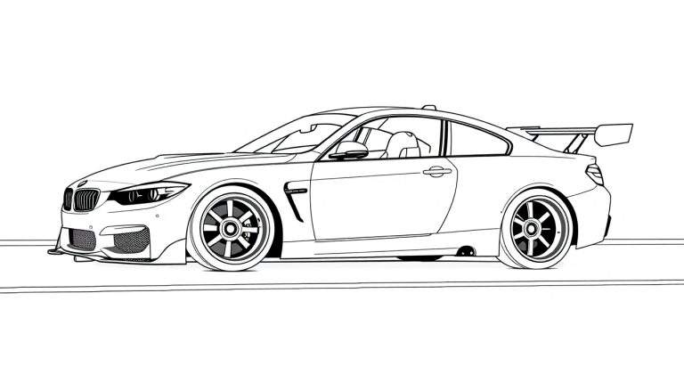 Placa de color de un coche BMW M4 modificado para colorear.