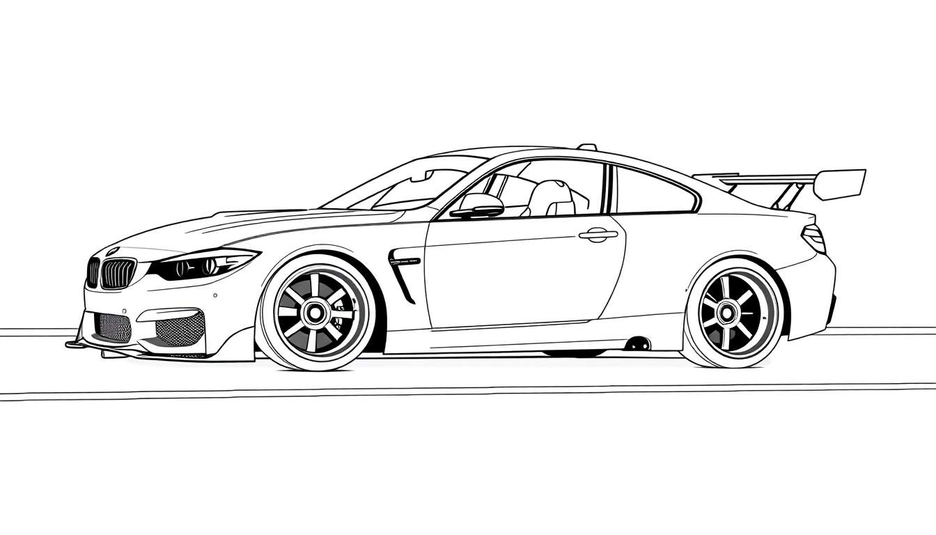 Placa de color de un coche BMW M4 modificado para colorear.