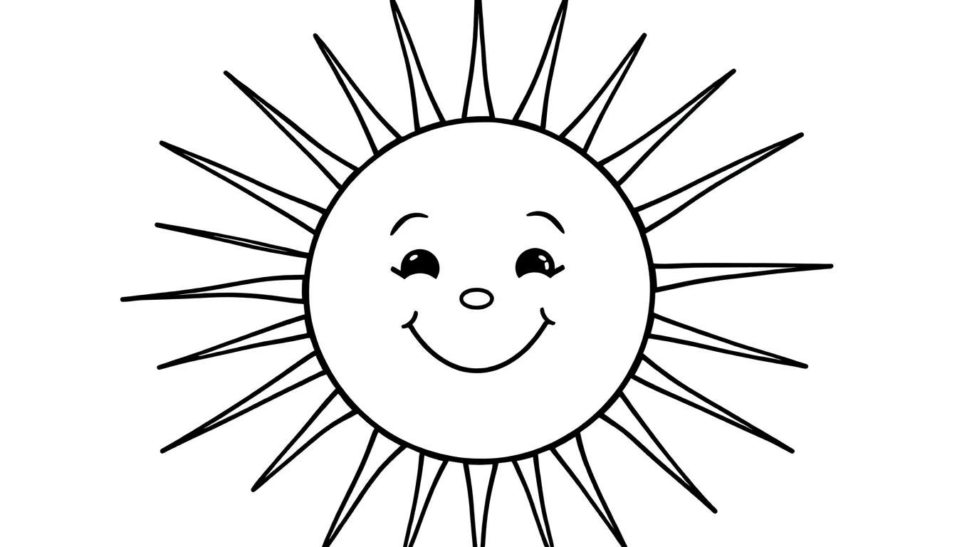 Placa de color de un sol sonriente dibujado a mano.