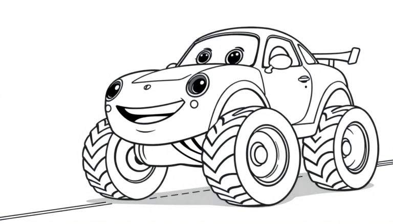 Un simpático coche de carreras listo para colorear en su placa de color.